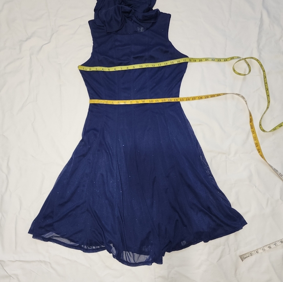 Navy blue cape sparkle dress size 10 - Picture 8 of 9